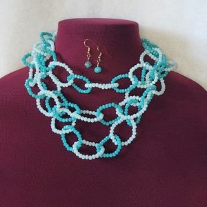 Tell your tale Beads Multi Strand Necklace & Earring Set
